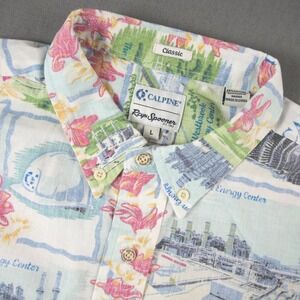 Reyn Spooner Hawaiian Calpine Energy Center Floral Shirt Mens L Short Sleeve